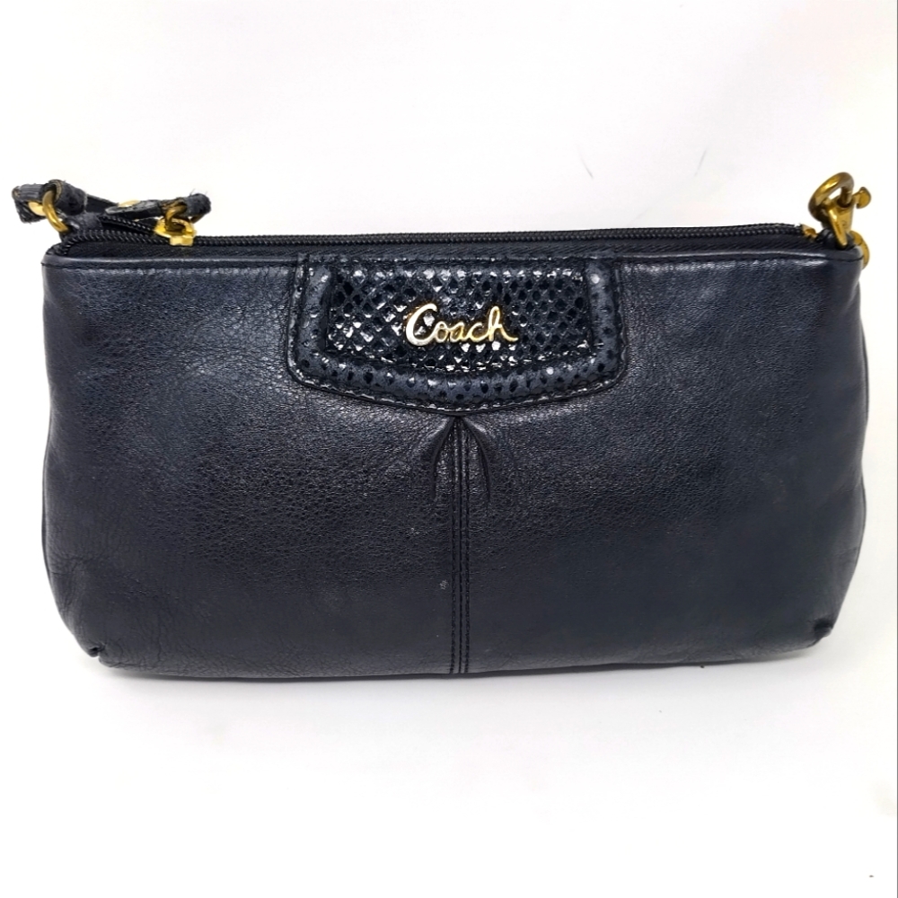 Coach Black Leather Ashley Clutch Purse